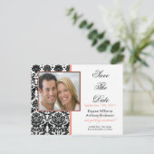 Carte Postale Faire-part Black Damask Photo Save The Date POSTCARD! (Debout devant)