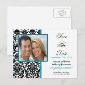 Carte Postale Faire-part Black Damask Photo Save The Date POSTCARD! (Devant / Derrière)