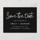 Carte Postale Faire-part Black Elegant Script Modern Simple Enregistrer la  (Devant)