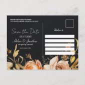 Carte Postale Faire-part Black Fall Floral Moderne Enregistrer La Date (Dos)
