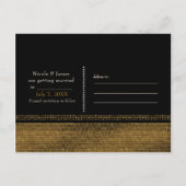 Carte Postale Faire-part Black & Gold Chic Sparkling Glam Enregistrer la da (Dos)