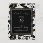 Carte Postale Faire-part Black & Gold Floral Greige Mariage Enregistrer la (Devant)