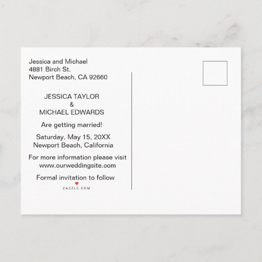 Carte Postale Faire-part Black Gold Modern Photo Script Enregistrer Notre D (Dos)