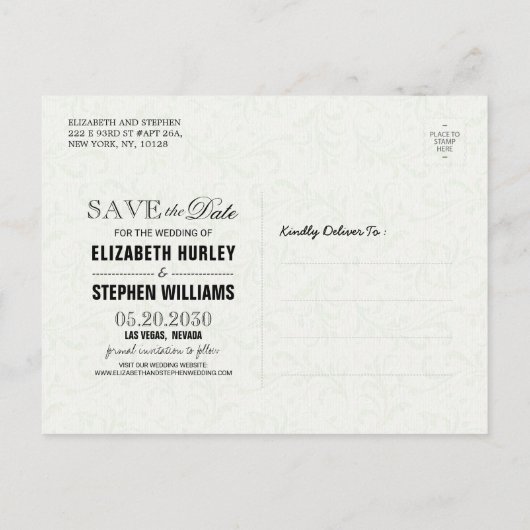 Carte Postale Faire-part Black Gold Script Chalkboard Mariage Enregistrer l (Dos)