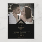 Carte Postale Faire-part Black Golden Chic Lace Romantic Couple Wedding (Devant)