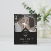 Carte Postale Faire-part Black Golden Chic Lace Romantic Couple Wedding (Debout devant)
