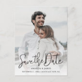 Carte Postale Faire-part Black Handwriting Simple Photo Enregistrer la date (Devant)