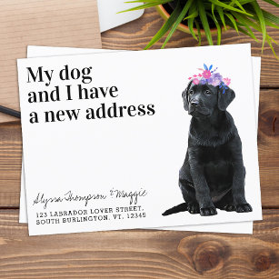 Carte Postale Faire-part Black Labrador Nous avons déménagé une nouvelle ad