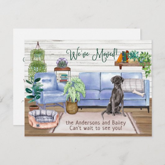 Carte Postale Faire-part Black Labrador Retriever Cosy New Home Moving   (Devant / Derrière)