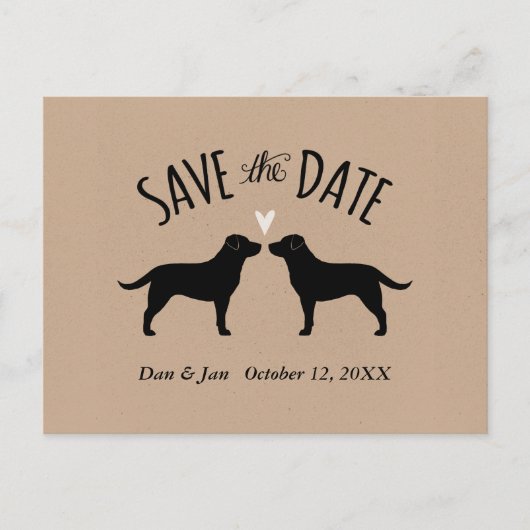Carte Postale Faire-part Black Labrador Retrievers Wedding Enregistrer la d (Devant)