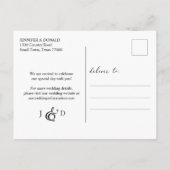 Carte Postale Faire-part Black Modern Simple Script Wedding Enregistrer la  (Dos)