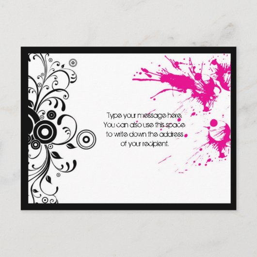 Carte Postale Faire-part Black & Pink Grungy Heart Music Mariage à thème (Dos)