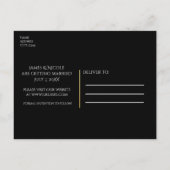 Carte Postale Faire-part Black & Sparkling Gold Stripe moderne Enregistrer  (Dos)