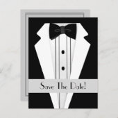 Carte Postale Faire-part Black Tuxedo Enregistrer La Date (Devant / Derrière)