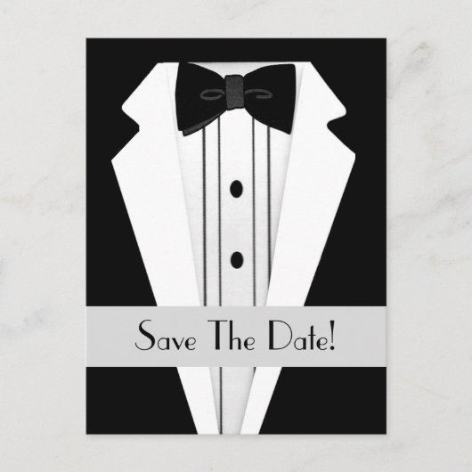 Carte Postale Faire-part Black Tuxedo Enregistrer La Date (Devant)