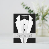 Carte Postale Faire-part Black Tuxedo Enregistrer La Date (Debout devant)