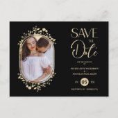 Carte Postale Faire-part Black Wedding Fancy Ornament Frame Flowers Photo (Devant)