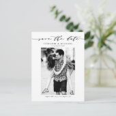 Carte Postale Faire-part Black Whimsical Script Photo Save the Date (Debout devant)
