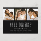 Carte Postale Faire-part Black White 3 Photo Wedding Enregistrer la date (Devant)