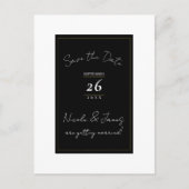 Carte Postale Faire-part Black White Gold Modern Minimal Enregistrer la dat (Devant)