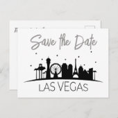 Carte Postale Faire-part Black White Grey Las Vegas Mariage Enregistrer La  (Devant / Derrière)