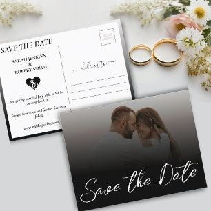 Carte Postale Faire-part Black & White Ombre Photo Wedding Enregistrer La D