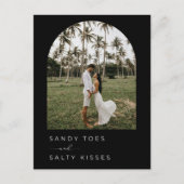 Carte Postale Faire-part Black White Simple Beach Wedding Enregistrer la da (Devant)