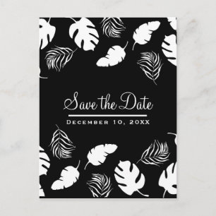Carte Postale Faire-part Black & White Tropical Feuilles Chic Enregistrer l