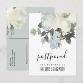 CARTE POSTALE FAIRE-PART BLANC CRÈME FLEURI EN BOUQUET MARIAGE REPORTÉ (Devant / Derrière)