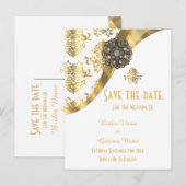 Carte Postale Faire-part Blanc et or damassé faire part de sauvegarde de la (Devant / Derrière)