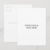 Carte Postale Faire-part Blanc Personnalisé – Votre Logo & Texte Ici (Devant / Derrière)
