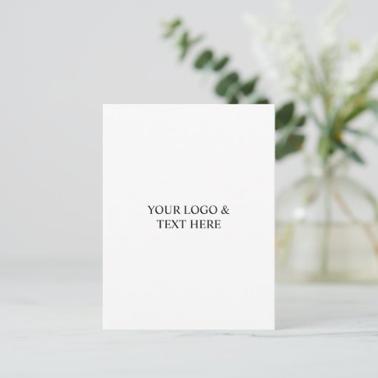 Carte Postale Faire-part Blanc Personnalisé – Votre Logo & Texte Ici (Debout devant)