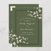 Carte Postale Faire-part Blanc Sakura Cerry Blossoms Asiatique Enregistrer (Devant / Derrière)