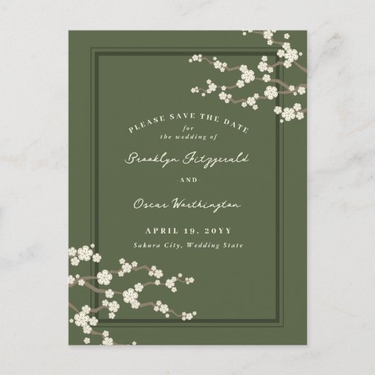 Carte Postale Faire-part Blanc Sakura Cerry Blossoms Asiatique Enregistrer (Devant)