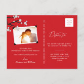 Carte Postale Faire-part Blanc Sakura Cerry Blossoms Enregistrer Le Mariage (Dos)