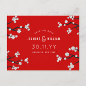 Carte Postale Faire-part Blanc Sakura Cerry Blossoms Enregistrer Le Mariage (Devant)