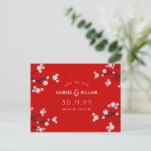 Carte Postale Faire-part Blanc Sakura Cerry Blossoms Enregistrer Le Mariage (Debout devant)