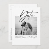 Carte Postale Faire-part Blanc Simple et Minimal Enregistrer la Date Photo (Devant / Derrière)