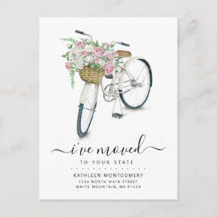 Carte Postale Faire-part Blanc Vélo Rose Rose Rose Rose Panier Floral Movin