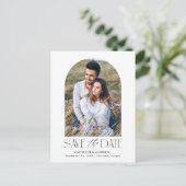 Carte Postale Faire-part BLANCHE | Photo simple Arc moderne Enregistrer la (Debout devant)