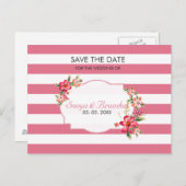 Carte Postale Faire-part Blancs Et Roses - Enregistrer La Date (Devant / Derrière)