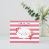 Carte Postale Faire-part Blancs Et Roses - Enregistrer La Date (Debout devant)