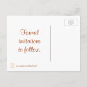 Carte Postale Faire-part Bleu Brown Scroll Enregistrer la date mariage cart (Dos)