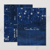 Carte Postale Faire-part Bleu clair et étoilé argenté, céleste fantaisiste (Devant / Derrière)