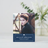 Carte Postale Faire-part Bleu de la Marine Classic Graduation Cap Photo Gra (Debout devant)