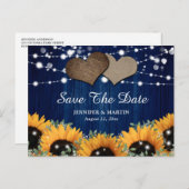 Carte Postale Faire-part Bleu de la marine Fleur de soleil Eucalyptus (Devant / Derrière)