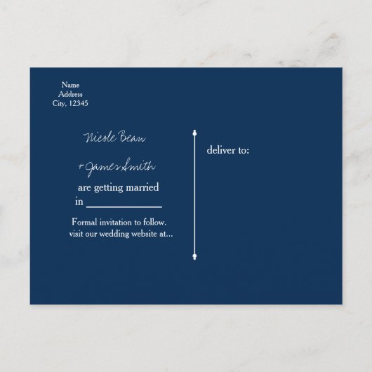 Carte Postale Faire-part Bleu Denim & Diamants Sparkle Bling Enregistrer La (Dos)