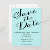 Carte Postale Faire-part Bleu Enregistrer la date (Devant / Derrière)