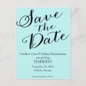 Carte Postale Faire-part Bleu Enregistrer la date (Devant)