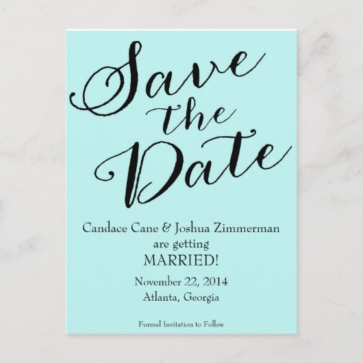 Carte Postale Faire-part Bleu Enregistrer la date (Devant)